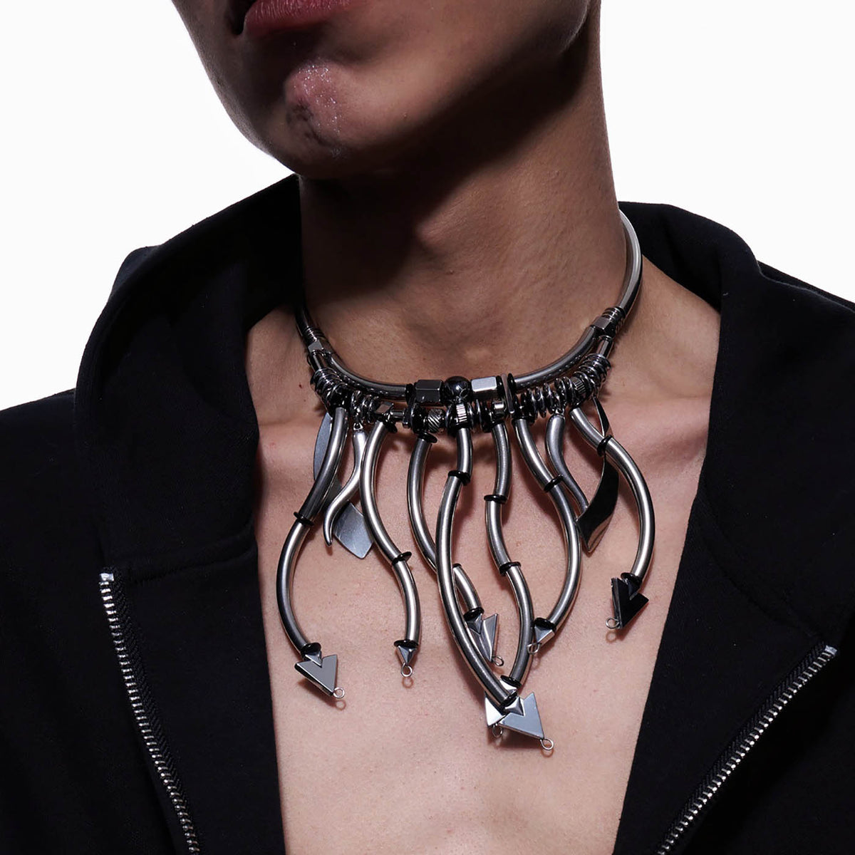 ILLUSORY Mechanical Multi-Arrow Necklace, premium urban and streetwear designers apparel on PROJECTISR.com, ILLUSORY
