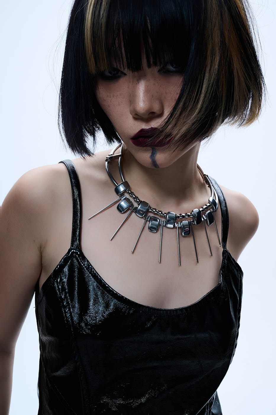 ILLUSORY Double-Strand Beaded Spiked Necklace, premium urban and streetwear designers apparel on PROJECTISR.com, ILLUSORY