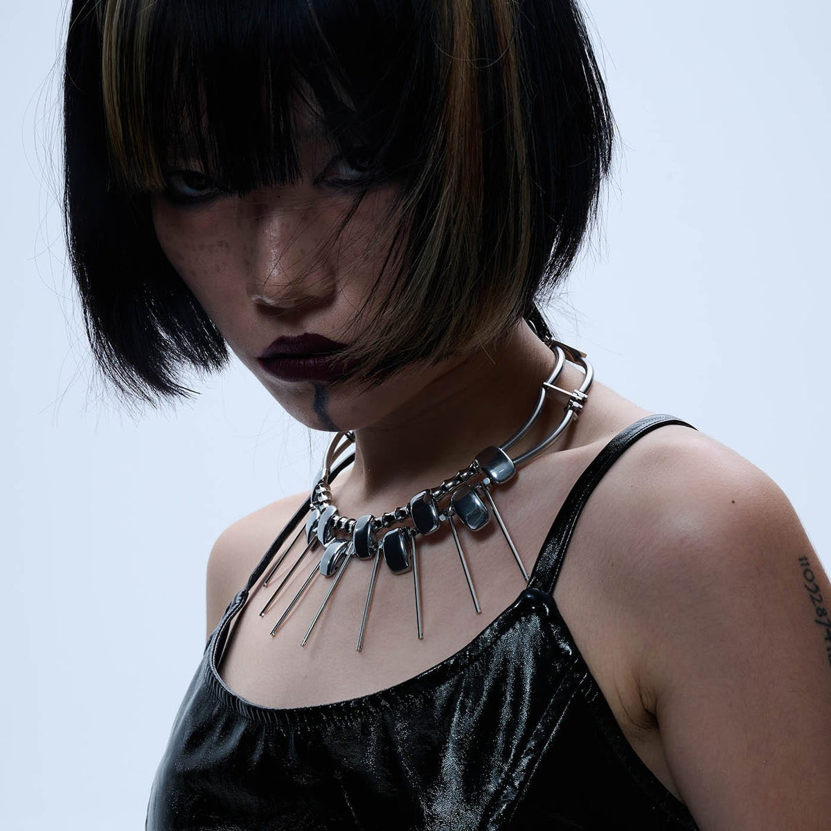 ILLUSORY Double-Strand Beaded Spiked Necklace, premium urban and streetwear designers apparel on PROJECTISR.com, ILLUSORY