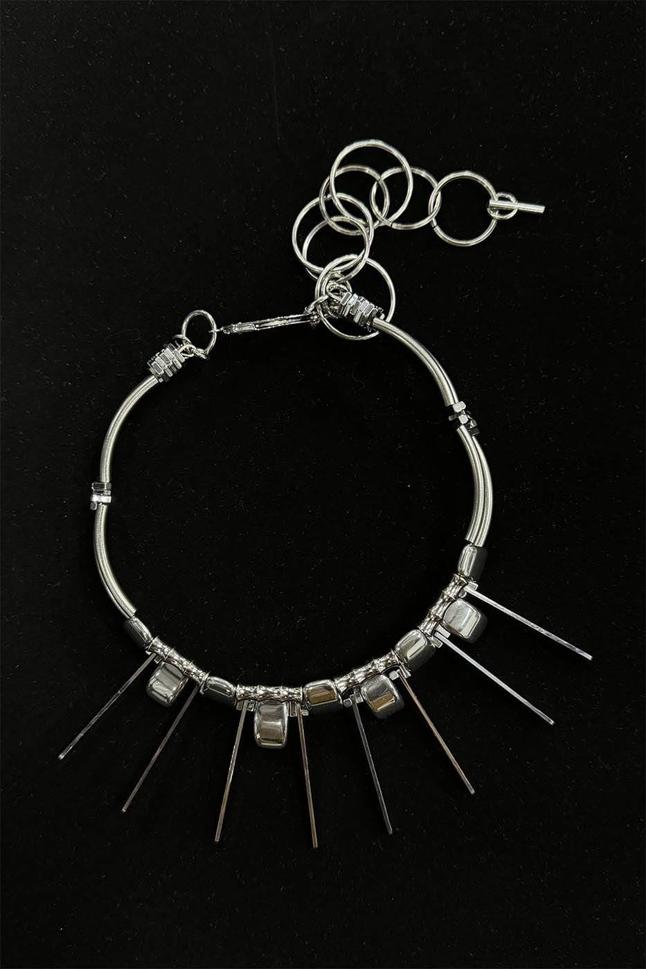ILLUSORY Double-Strand Beaded Spiked Necklace, premium urban and streetwear designers apparel on PROJECTISR.com, ILLUSORY