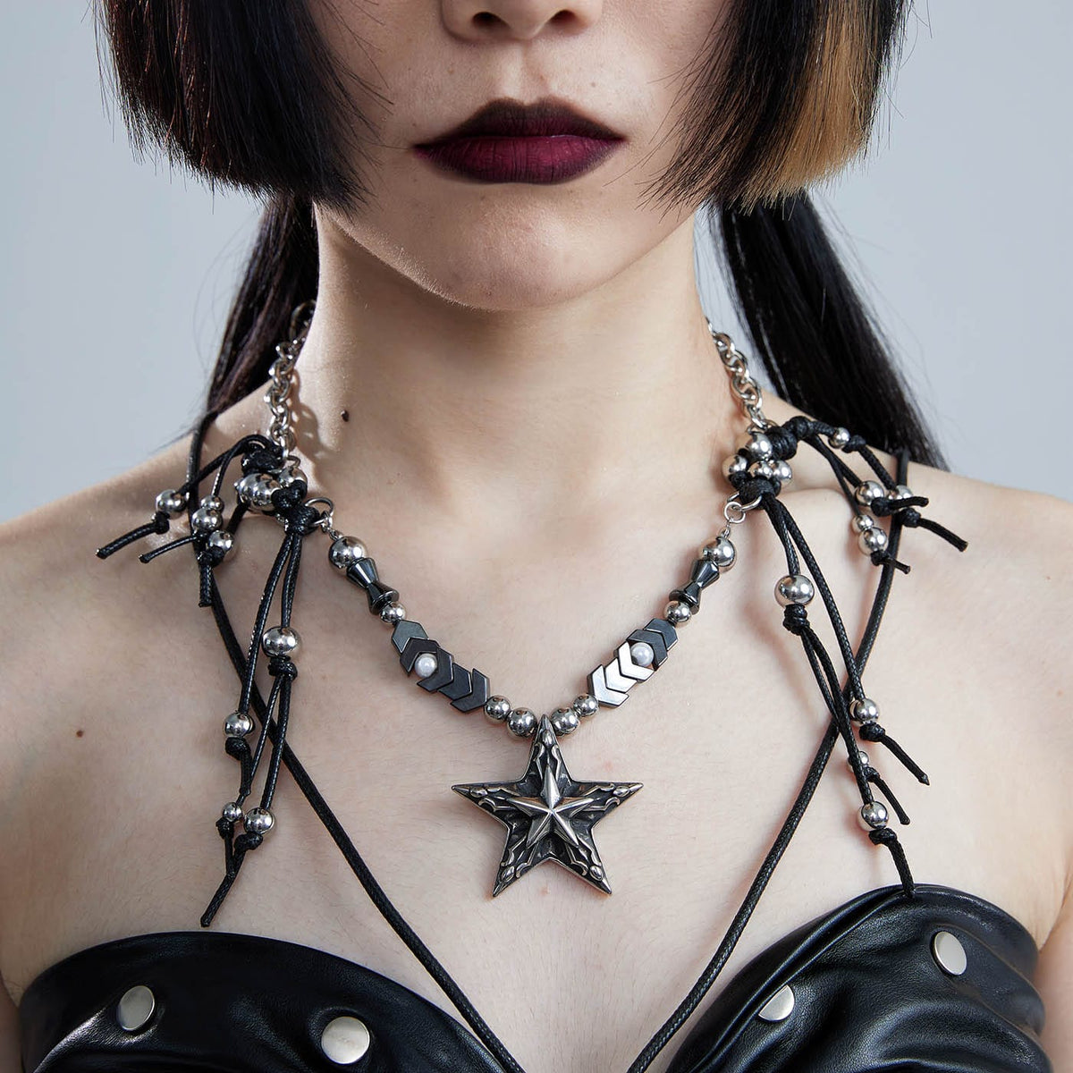 ILLUSORY Mechanical Pentagram Beaded Necklace, premium urban and streetwear designers apparel on PROJECTISR.com, ILLUSORY