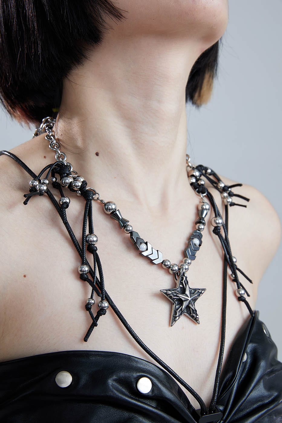 ILLUSORY Mechanical Pentagram Beaded Necklace, premium urban and streetwear designers apparel on PROJECTISR.com, ILLUSORY