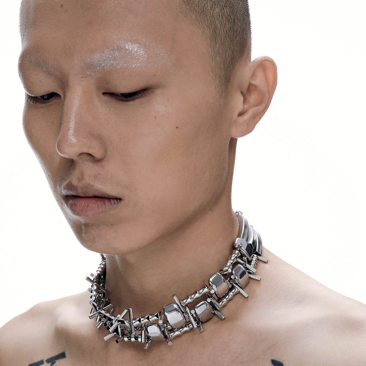 ILLUSORY Double-Strand Jointed Thorn Chocker, premium urban and streetwear designers apparel on PROJECTISR.com, ILLUSORY