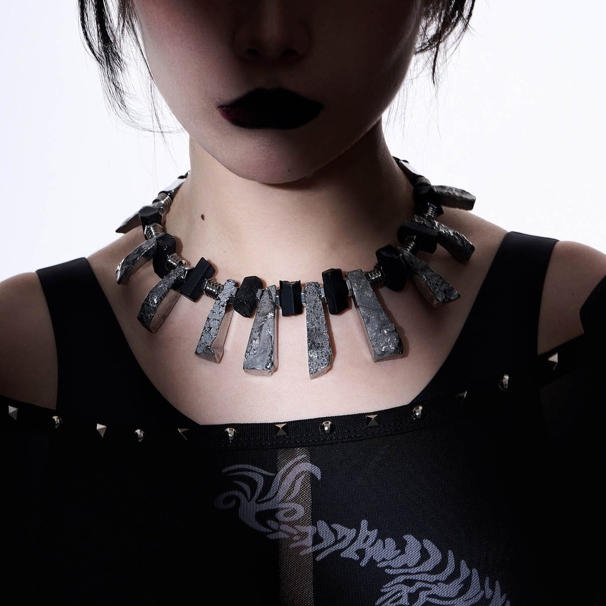 ILLUSORY Distressed Metal Reversible Necklace, premium urban and streetwear designers apparel on PROJECTISR.com, ILLUSORY
